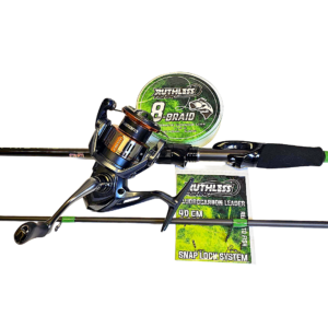 Ruthless Blackline Downsizer 7’3” 10–50g avokelasetti – Shimano Nasci 2500 + kuitusiima